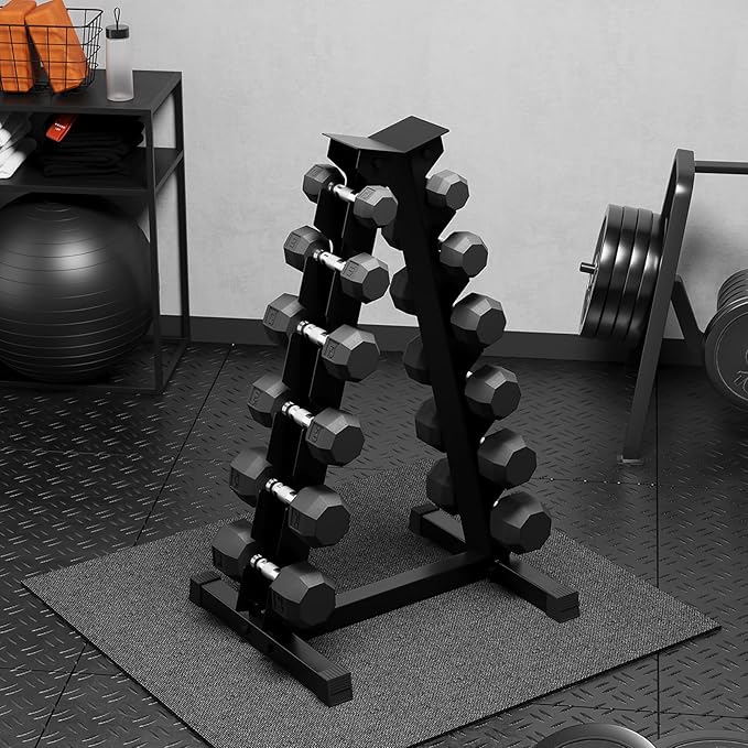 Premium Rubber Coated Hex Dumbbell Weight Set with Rack, Multiple Packages,210LB/350LB/450LB/550LB Set for Home Gym, Hand Weights for Muscle Toning, Strength Building & Full Body Workout