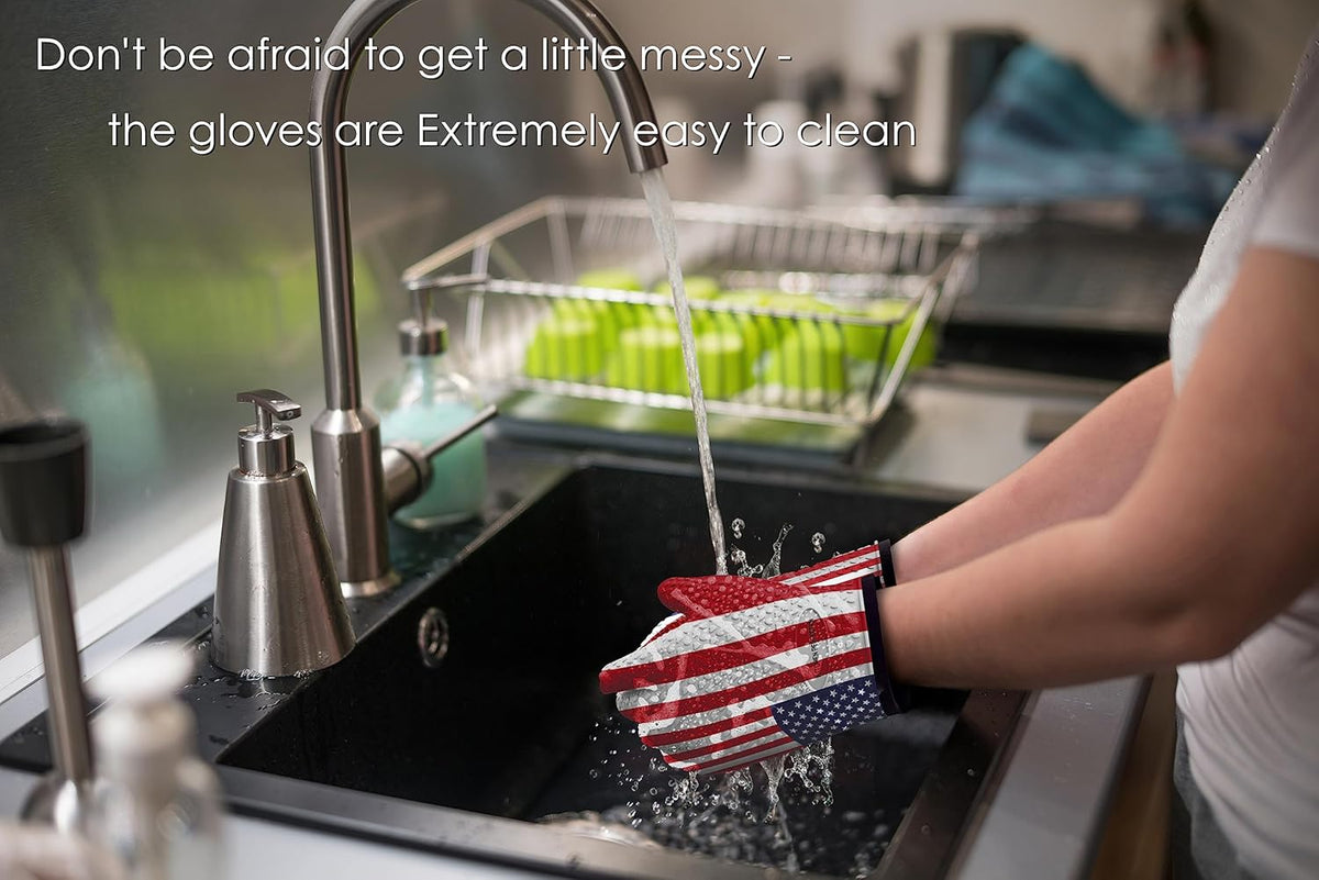 KITCHEN PERFECTION Silicone Smoker Oven Gloves -Extreme Heat Resistant BBQ Gloves -Handle Hot Food Right on Your Smoker Grill Fryer Pit|Waterproof Oven Mitts Grill Gloves |Superior Value Set+3 Bonuses