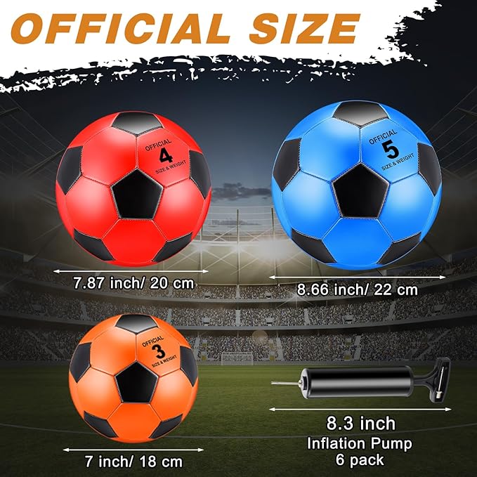 12 Pack Operation Christmas Bulk Items Soccer Ball with Pump Needles, Official Size 3/4/5 Soccer Ball Deflated Gift for Christian Charity Donation Training Practice