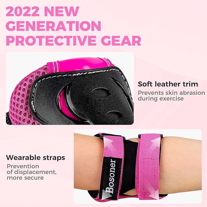BOSONER Kids/Youth Knee Pad Elbow Pads Guards Protective Gear Set for Roller Skates Cycling BMX Bike Skateboard Inline Skatings Scooter Riding Sports