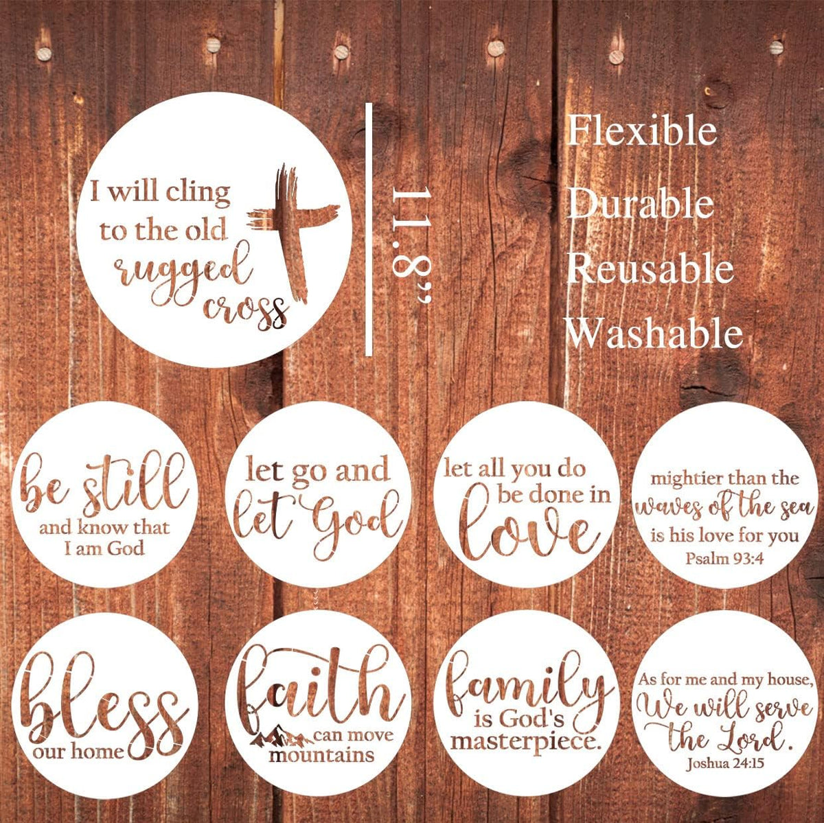 Round Christian Stencils 12” Religious Faith Stencil Jesus Plastic Stencils for Painting on Wood Canvas Mat Door Hanger