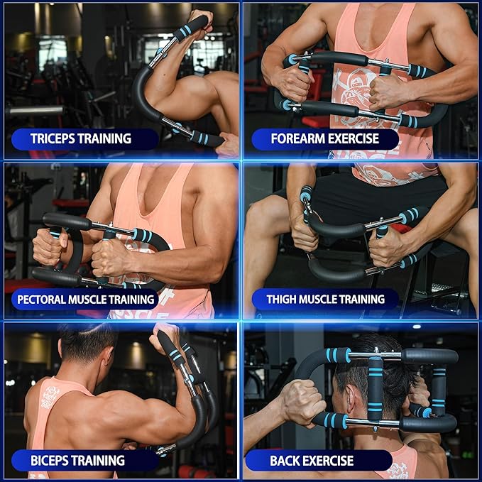 2025 Pro Saker Twister Arm Trainer - 40-100lb Adjustable Power Twister Bar for Chest, Shoulder & Arm Workout, Portable Detachable Upper Body Fitness Equipment for Home/Gym