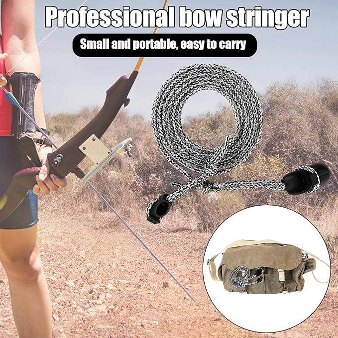 Archery Recurve Bow Stringer Tool, Heavy-Duty Nylon Safety Stringing Accessories for Recurve, Traditional, and Long Bows