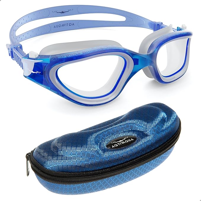 AqtivAqua Swimming Goggles, DX Wide View Swim Goggles for Adult Men Women, Anti Fog No Leaking
