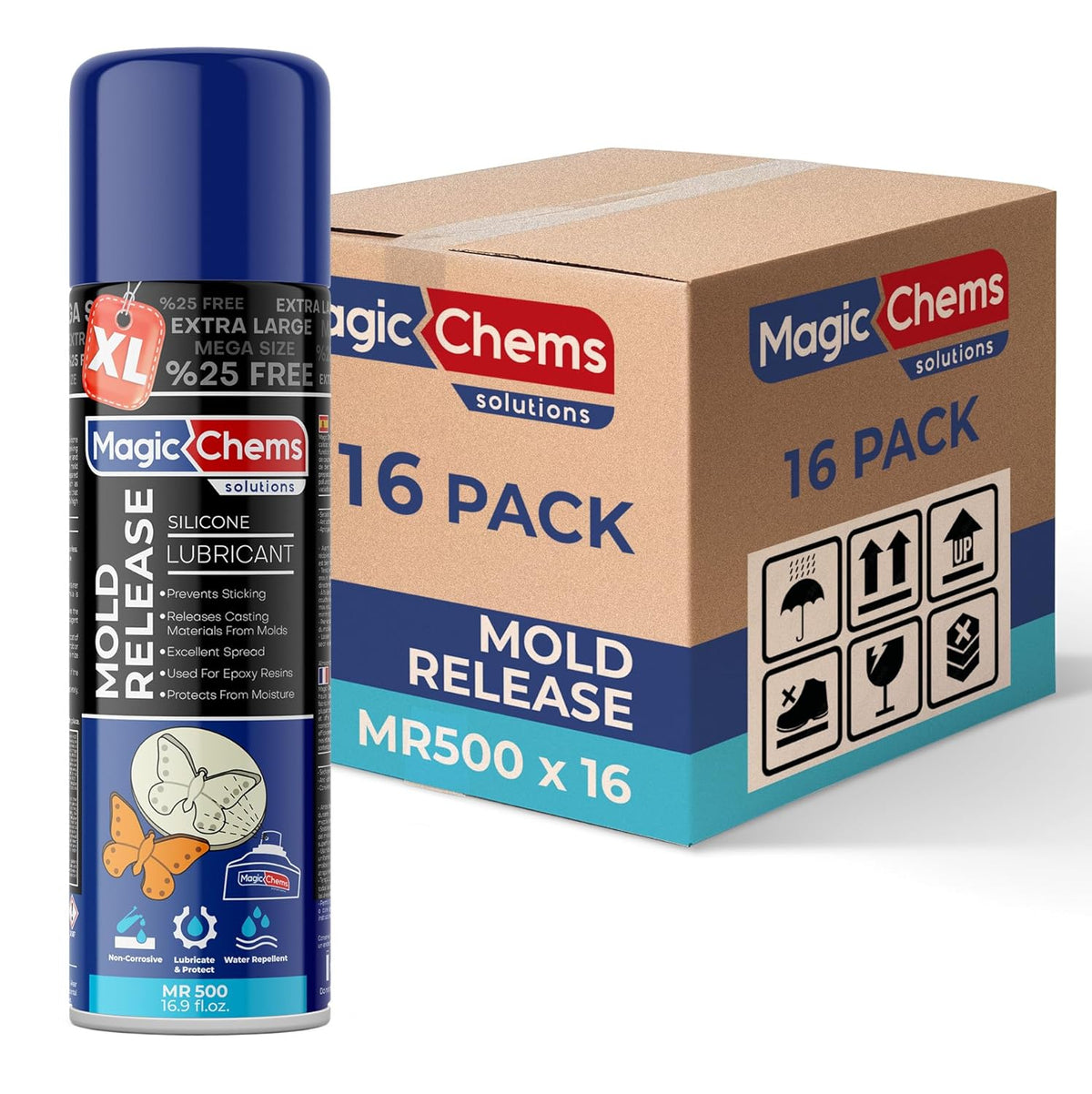 Mold Release, Silicone Mold Release Spray (16x16.9 fl oz/500ml) Mold Release for Epoxy Resin and Candle Mold Release Spray (16 Pack Mega Size)