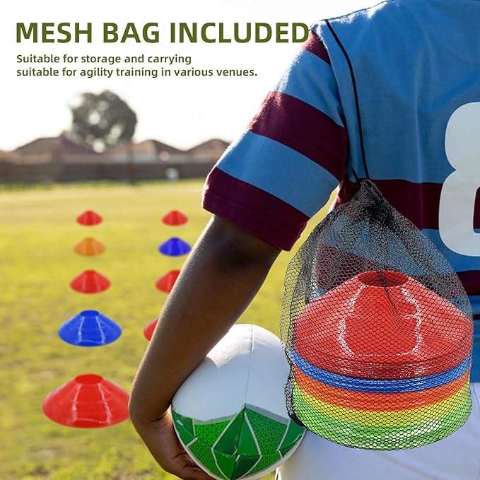 60/30 Pack Soccer Training Cones - Agility Cones with Carry Bag, Sturdy Disc Cones for Sports Training, Soccer, Football, Basketball, Indoor Outdoor Sports, Festive Events, Field Cone Markers