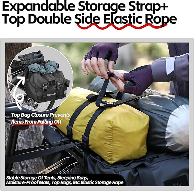 Bike Panniers Bike Bags Waterproof 40L Bicycle Saddle Bags for Rear Rack Luggage Trunk Bag Double Side Pannier Bag with Rain Cover Cycling Accessories, Black-L