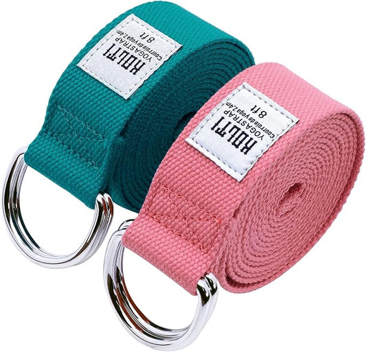 Yoga Exercise Adjustable Straps 8FT with Durable D-Ring for Pilates & Gym Workouts | Hold Poses, Stretch, Improve Flexibility & Maintain Balance