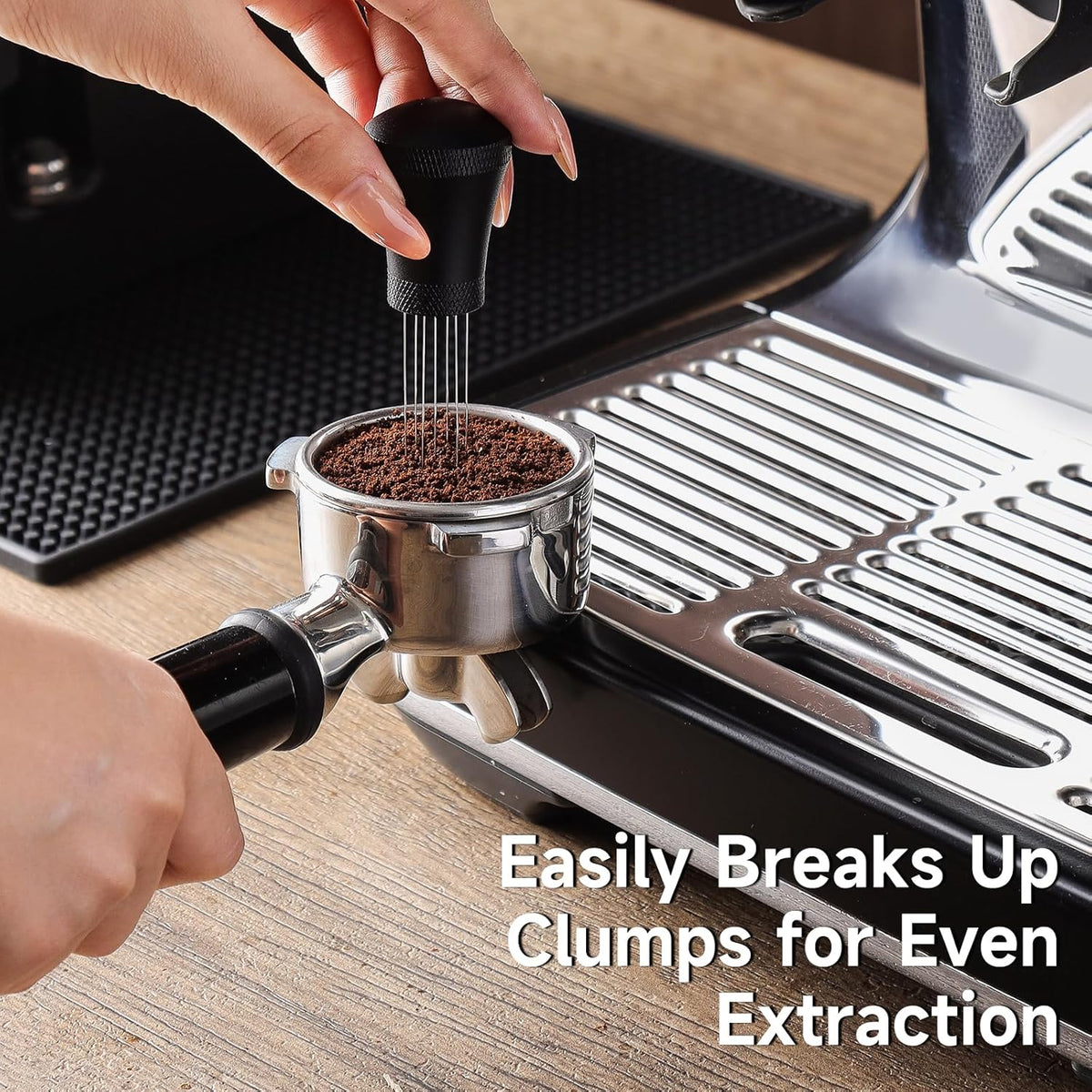 KitchenTour Espresso Accessories Kit 51mm, WDT Tool, Dosing Funnel and Puck Screen Set, 304 Stainless Steel Needle Coffee Distribution Stirrer, Portafilter Dosing Ring for Barista 51 mm