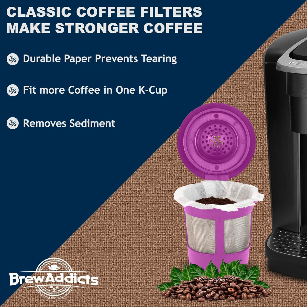 300 Paper Coffee Single-Use Filters for Keurig Brewers and Compatible with K-Cup Pods 1.0 & 2.0 Models, White Classic Design