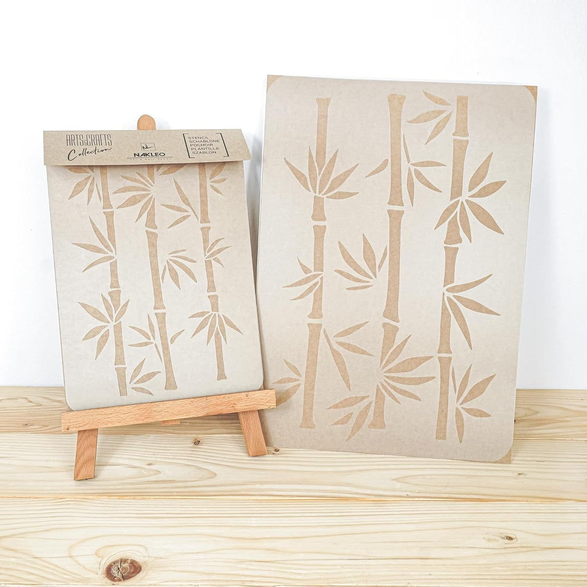 NAKLEO Painting Stencil for Crafts A3 11.8” x 16.5”, Bamboo Shoots Tropical Oriental Pattern, Reusable Plastic DIY & Scrapbooking Drawing Template, Decoupage Art Home Decor, Wall Wood Fabric Furniture