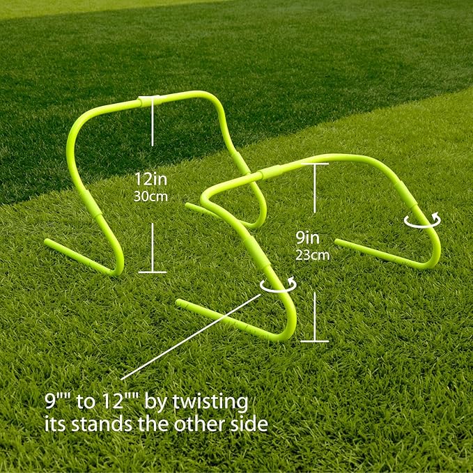 Agility Speed Hurdles Upgraded Training Hurdles Adjustable Height,Ultra Durable All-in-One Speed Hurdles with Carrying Handle, 6 Pack