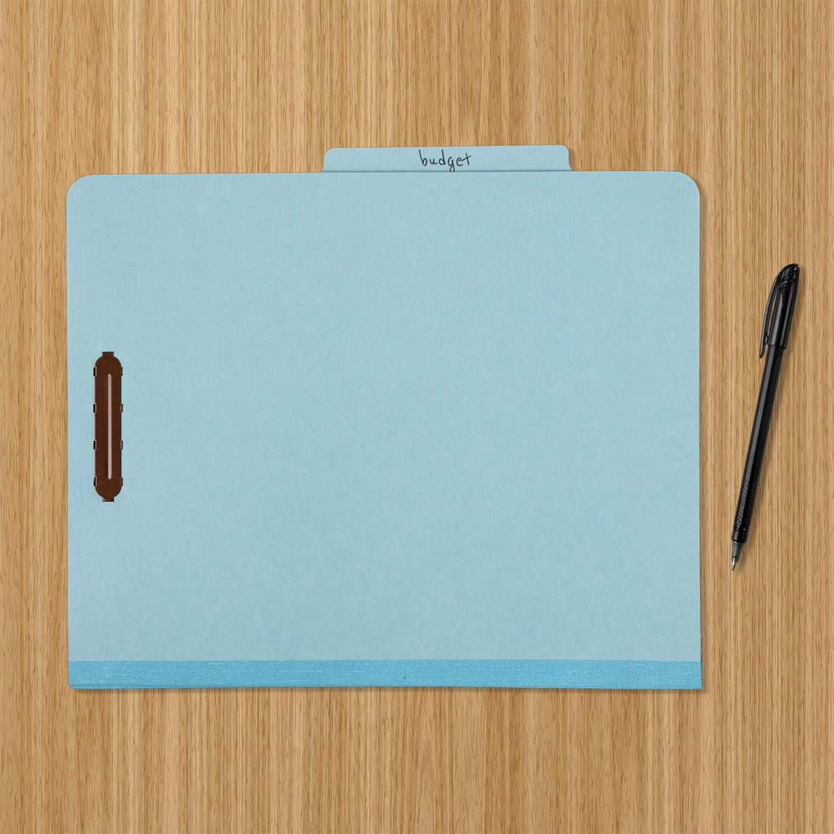 Amazon Basics Classification Folder with Prongs, 100% Recycled, 2 Dividers, 2" Embedded, 12.17 x 10.39 inch (Letter) Size, Light Blue, 10 Count per Box