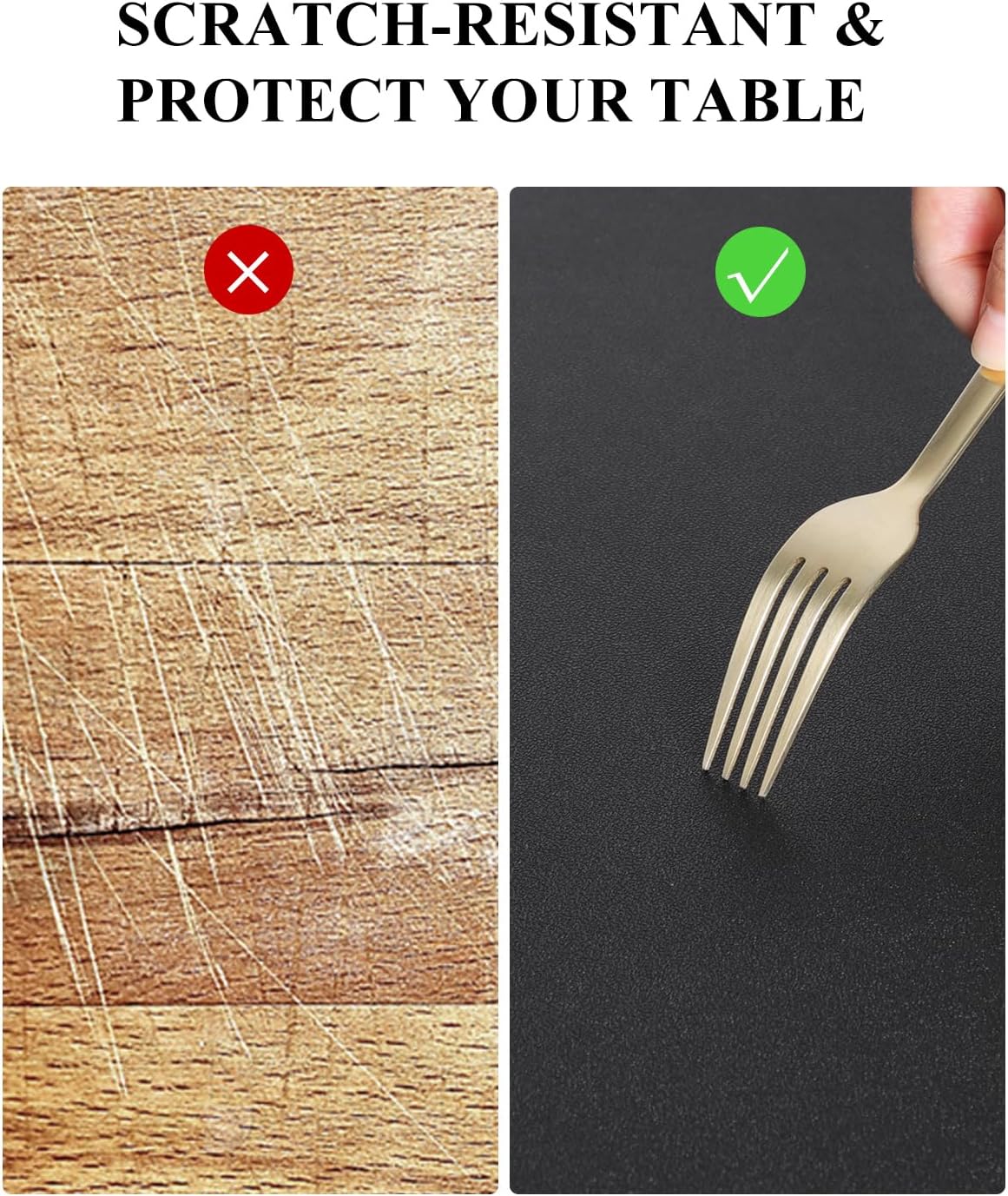 Black Plastic Table Cover Protector, 36" x 72" Waterproof Easy Flat PVC Desk Pad Mat, 1.5mm Thick Rectangle Vinyl Table Top Protector for Dining Room Table, Office, Dresser