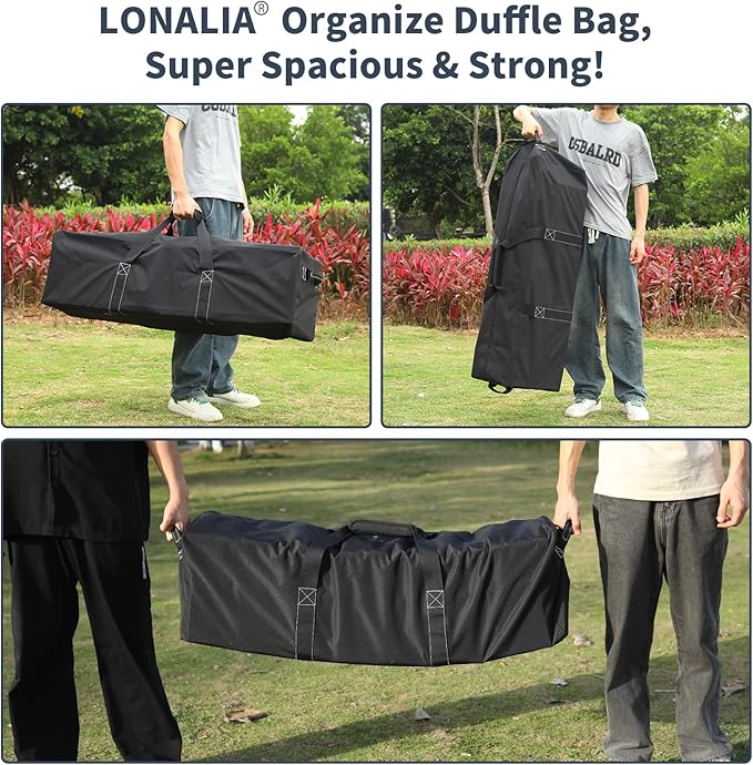 42 Inch Large Duffle Bag for Travel - 116L Extra Large Heavy Duty Duffel Bag with 2 Sides Handles, Sport Equipment Storage Bag for Camping-Black