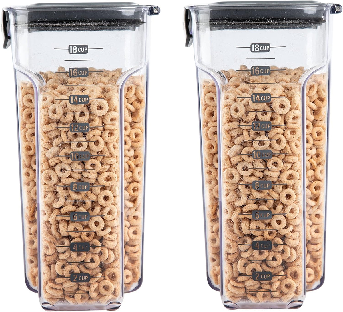 Progressive International ProKeeper+ Clear Plastic Airtight Food Baker's Kitchen Storage Organization Container Canister Set with Magnetic Accessories, 2- Piece Set (Cereal 4.5-Quart)