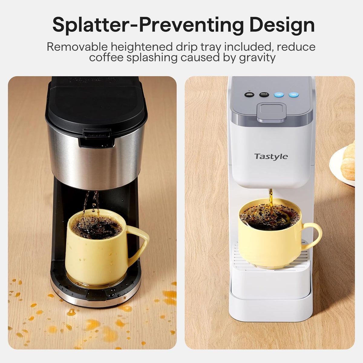 Single Serve Coffee Maker for K Cup, Ground and Tea, Hot and Iced Coffee Machines with Bold Setting, 6 to 16 Oz Brew Sizes, Compact for Small Spaces, White (2.0 Version)