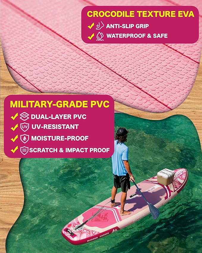 11'x34 Ultra Wide Paddleboard, Inflatable SUP&430lb Capacity for All Skill, Stand-up Paddle Board for Yoga/Family, EVA Deck, US Fin, High-Pressure Pump, 100L Bag, Safety Leash