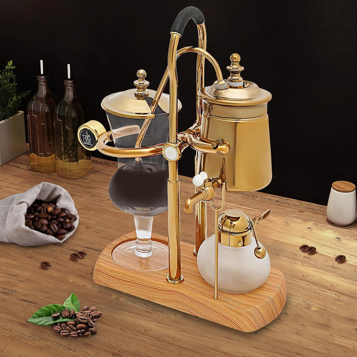 Retro Coffee Brewer,Belgium Luxury Royal Family Balance Syphon Coffee Maker,Vintage Coffee Maker with Filter