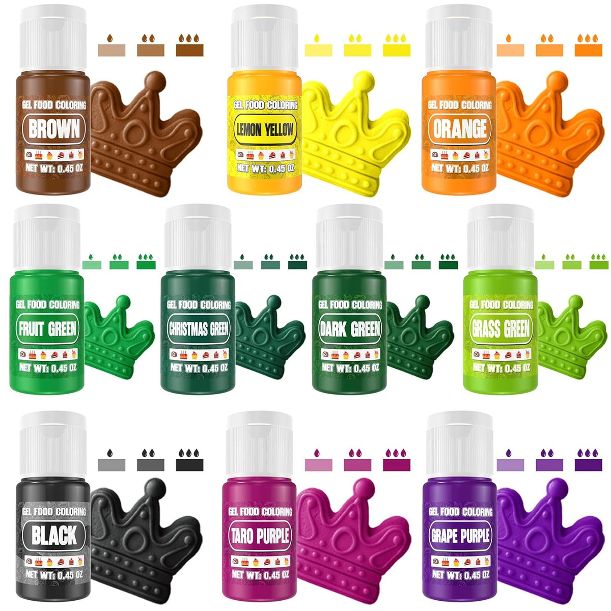 Gel Food Coloring - 20 Colors Gel Food Dye Set, Flavorless Vibrant Edible Concentrated Coloring for Baking, Cake, Cookie, Fondant, Icing, Macaron, Frosting - 0.45 Fl.Oz Bottles