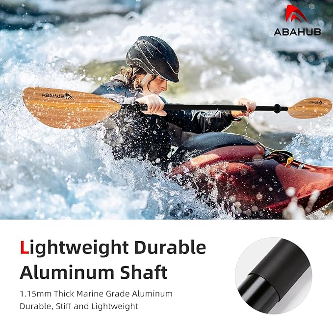 Abahub Kayak Paddle, 90.5 Inches Kayaking Oars for Boating, Canoeing with Free Paddle Leash, Aluminum Alloy Shaft Black/Blue/Green/Orange/Yellow Plastic Blades