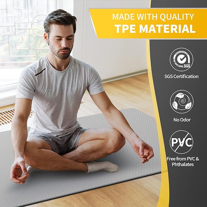 CAMBIVO Extra Wide Yoga Mat for Women and Men (72"/84"x 32"x 1/4") TPE Workout Mat, Non-slip Large Exercise Fitness Mat for Yoga, Pilates, Workout