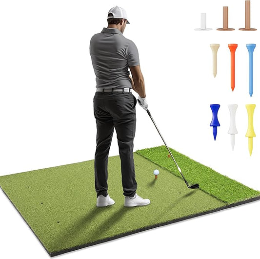 6x4ft Extra Large & 5x4ft Extra Thick Premium Golf Mat | Golf Mats Practice Indoor, Outdoor, or with Simulator/Net | Durable Golf Hitting Mat with Tees