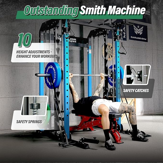 B52 Machine Home Gym with Power Rack, Cable Crossover, Dual Pulley System, Landmine, and Multi-Grip Pull-Up Bar – Heavy-Duty Fitness Equipment for Strength Training and Full-Body Workouts