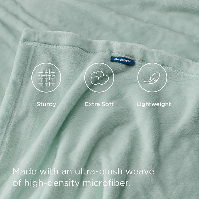 Bedsure Fleece Bed Blankets Full Size Sage Green - Soft Lightweight Plush Fuzzy Cozy Luxury Blanket Microfiber, 84x90 inches