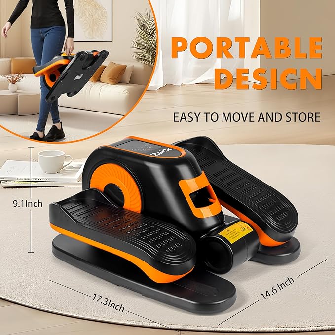 Zakle Ellipse Leg Exerciser as Seen on Tv for Seniors, Electric Under Desk Elliptical Machine w/Remote & 12 Speeds Level, Manual & Auto Mode, Quiet Seated Pedal Exerciser for Home Office