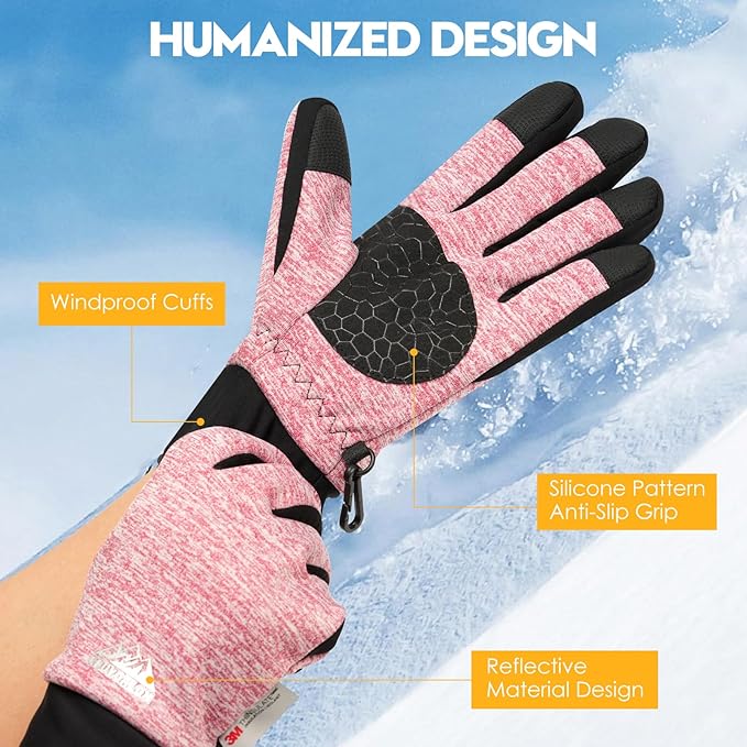Bruvoalon Winter Gloves for Women & Men, 3M Thermal Insulation, Lycra Fabric, Windproof, Touchscreen, Anti-Slip, Cold Weather