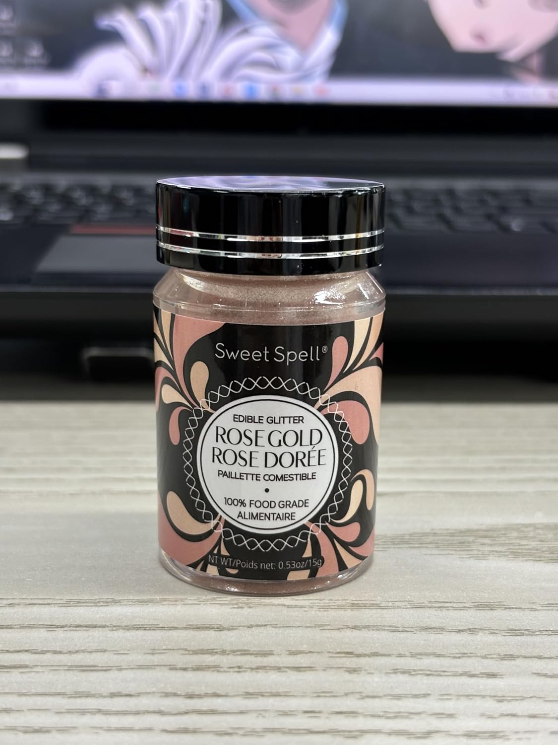 Sweet Spell Edible Glitter (15g) - Shimmer Sparkles for Drinks, Cakes, Cocktails - 100% Edible & Food Grade Glitter, Vegan, Gluten-Free (Rose Gold)