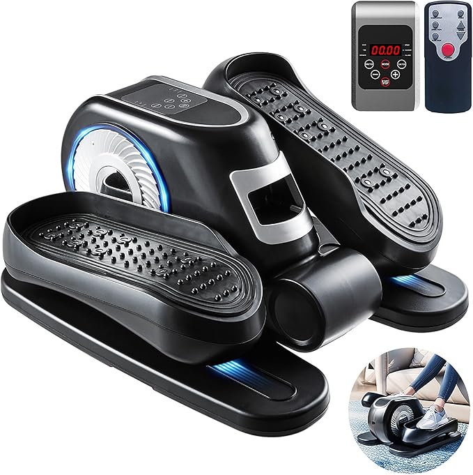 Zakle Ellipse Leg Exerciser as Seen on Tv for Seniors, Electric Under Desk Elliptical Machine w/Remote & 12 Speeds Level, Manual & Auto Mode, Quiet Seated Pedal Exerciser for Home Office
