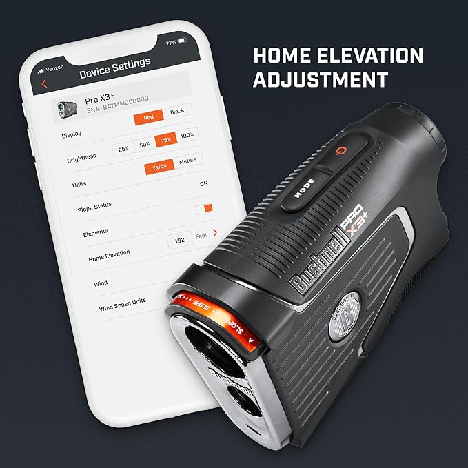 Bushnell Pro X3+ Golf Rangefinder with Wind Speed and Direction,1300 Yard Range,7X Magnification, Pin Locking with Visual Jolt