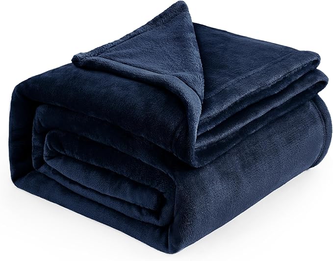 Bedsure Fleece Bed Blankets Full Size Navy - Soft Lightweight Plush Fuzzy Cozy Luxury Blanket Microfiber, 84x90 inches