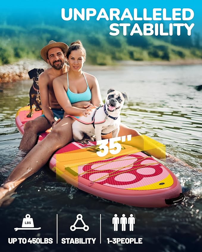 Bigfly 11'6×35" Super Wide Inflatable Stand Up Paddle Board, Ultra Stable Wide SUP for 2+1 People/Family/Big Size, 100L Backpack, All-Round Sup Board, US Big Fin