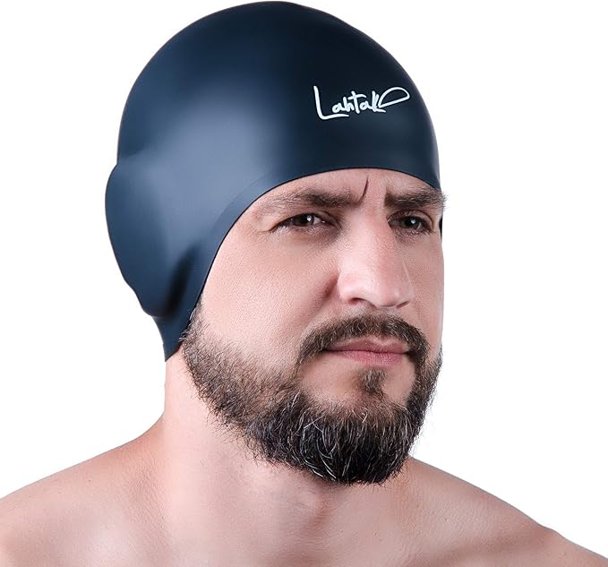 3D Swim Caps - Ear Protection Swimming Cap for Women & Men - Silicone, Waterproof - Fits Long & Short Hair - Adult & Youth