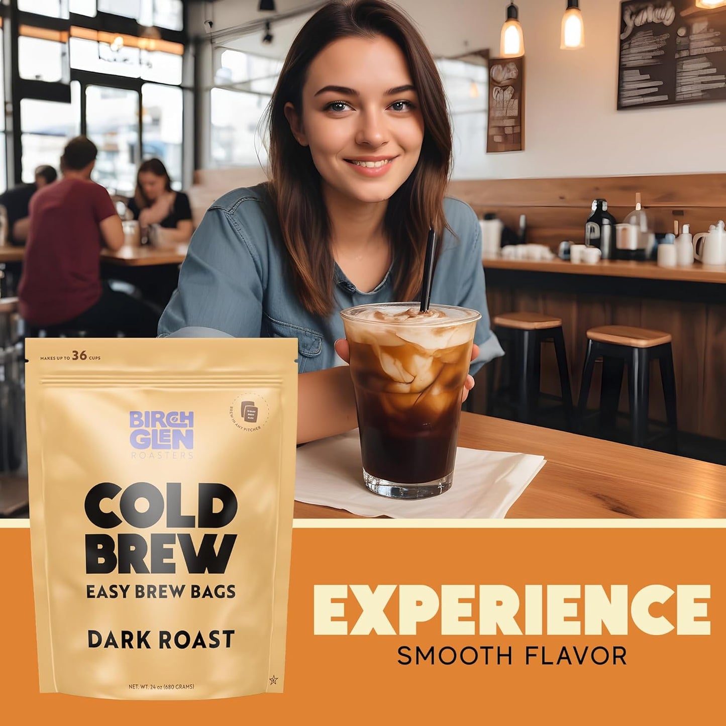 Birch Glen Roasters Cold Brew Coffee Bags - 12 Pack of Coarse Ground Coffee Filter Pitcher Packs for Easy Brewing - 100% Arabica - Yields 6 Pitchers - Caramel Cream Flavor