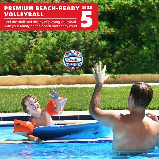 Beach/Water/Sand Volleyballs, Outdoor/Indoor Official Size, Soft Touch Volleyball for Beginners, Cute Volley Ball for Girls/Kids/Youth, Ideal Gifts with Pump for Backyard, Pool, Middle School