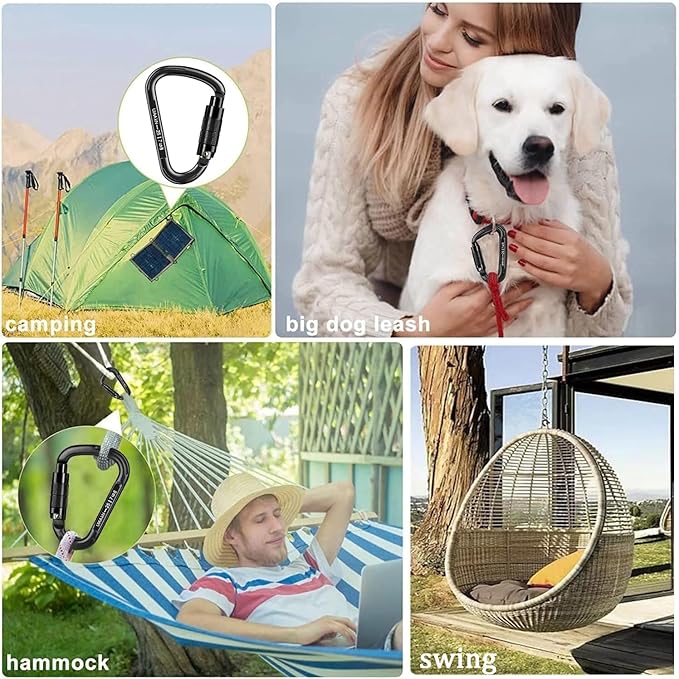 Auto Locking Carabiner Heavy Duty Carabiner 25kN UIAA Certified Climbing Carabiner Climbing Equipment Safety Carabiners for Rappelling, Hammocks, Rescue, Dog Leash, Swing