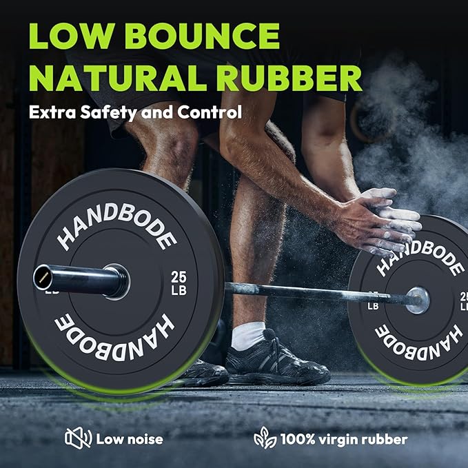 Bumper Plates 2 - Inch Olympic Weight Plate Set for Barbell, 10-55 lb Rubber Weights Sets for Home Gym, Strength Training Plate, Weight Lifting, Black