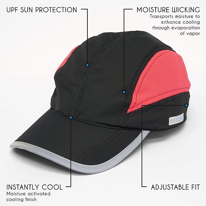 BUILTCOOL Adult Cooling Baseball Hat ??Men & Women Moisture Wicking, Mesh Back, Lightweight, Performance Ball Cap