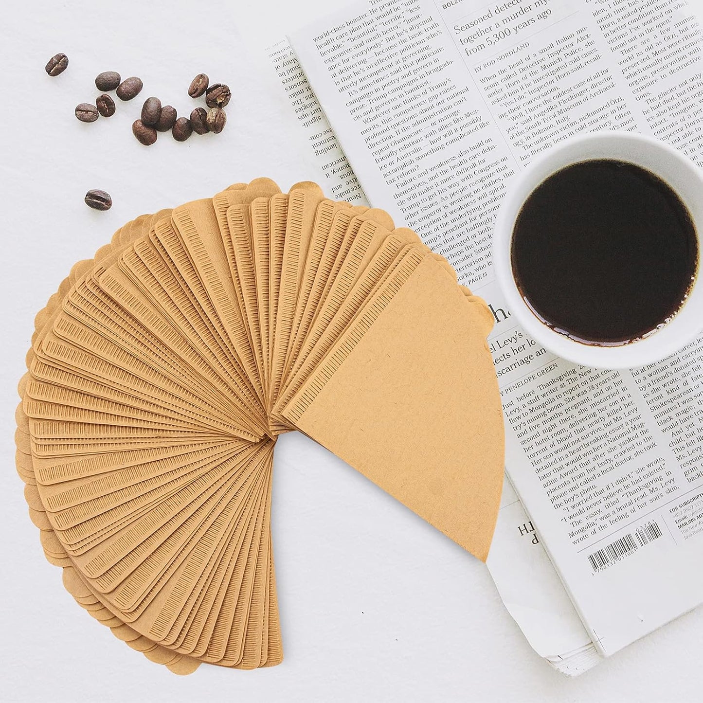 Coffee Filter, Cone Coffee Filters 2, Pour Over Coffee Filter for v60 Coffee Dripper and Drip Coffee Maker, 1-4 Cup, 100 Count, Disposable Natural Unbleached Size 02 Coffee Filters