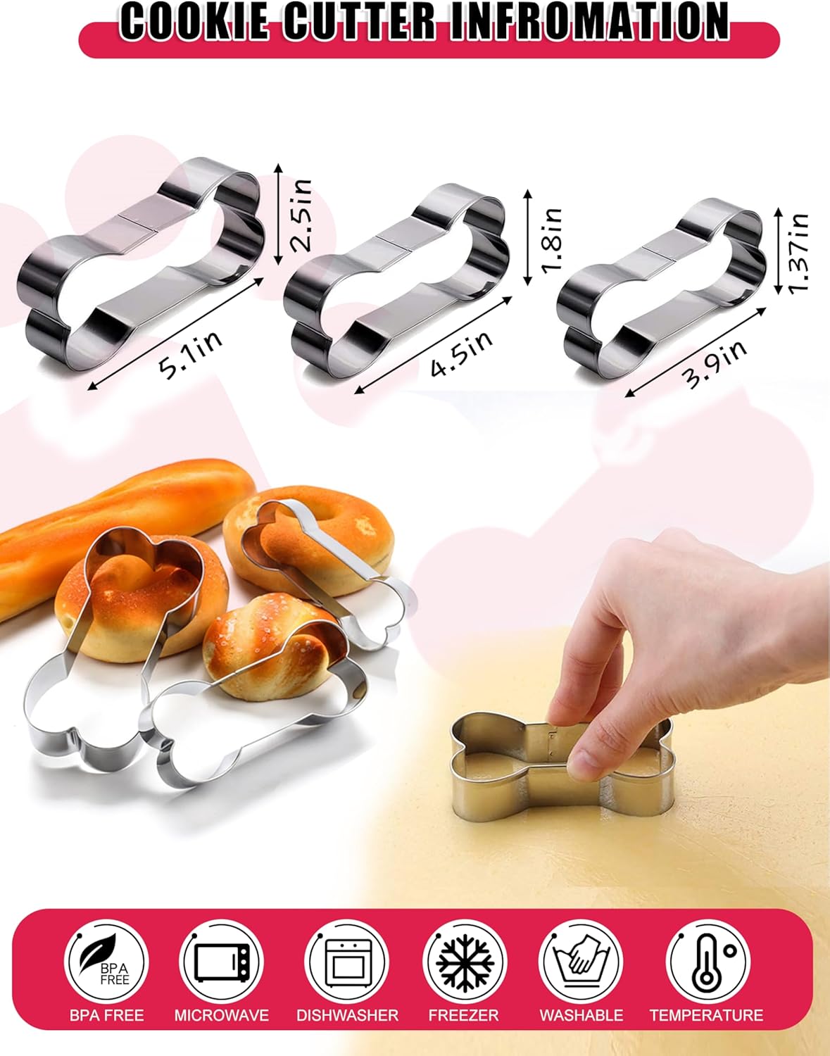 Homemade Silicone Dog Treat Molds - Dog Treat Cookie Cutters - Dog Treat Recipes Card, Food Grade Silicone Molds for Candy and Dog Ice Cubs - Set of 15