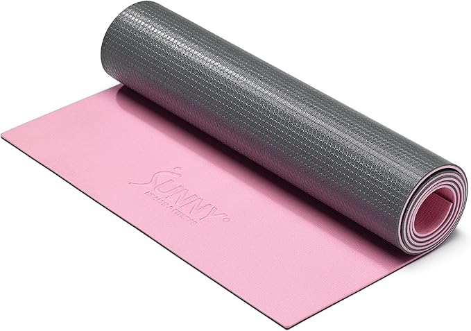 Sunny Health & Fitness Non-Slip Yoga Mat – Durable, Anti-Tear, Lightweight, Cushioned Support for Yoga, Pilates, Stretching Exercises, Meditation and Floor Workouts | Multiple Sizes & Colors