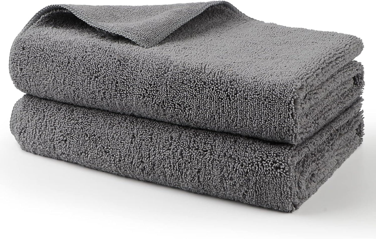 HOMEXCEL Professional Large Microfiber Car Drying Towels 2 Pack, Lint Free, Scratch Free, Highly Absorbent Drying Towel for Cars, SUVs, RVs, Trucks, and Boats,31" x 24",Grey