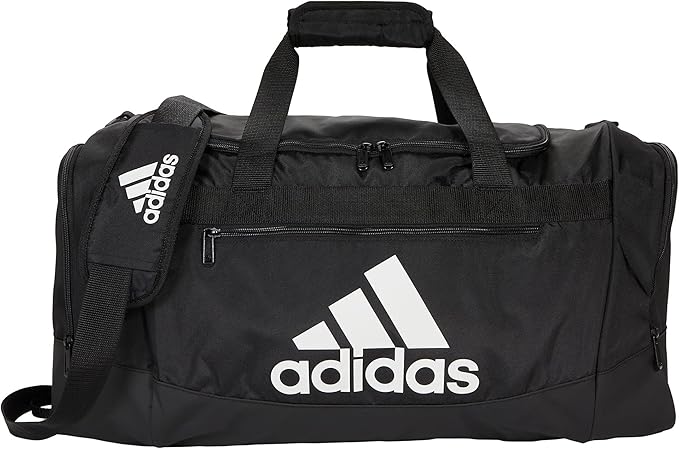 adidas Unisex Defender 4.0 Gym Duffel Bag for Men and Women, Black/White, Medium (66L)