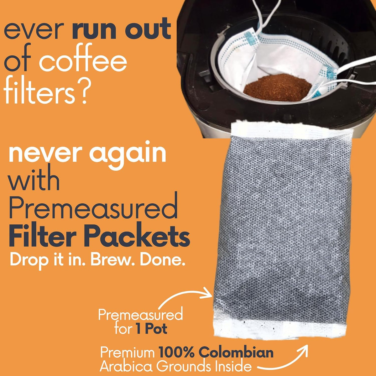 Ground Flavored Coffee In Filter Packs | Medium Roast Low Acid Mold Free Pouches | Sampler Packets | Roasted Butter Pecan Crunch Gourmet Powder Bags for 10-12 Cup Drip Maker | Highest Rated Individual Premeasured Coffee