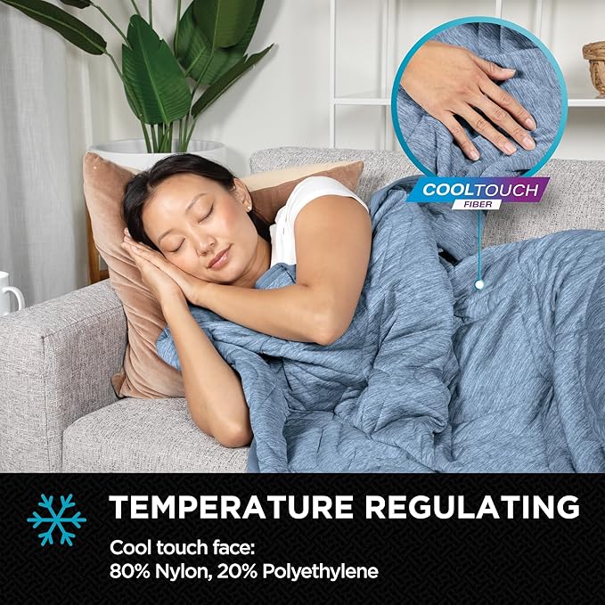 Brookstone Cooling Comfort Throw - Innovative Cooling Dual-Sided Throw - Oversized Cool Blanket for Hot Sleepers - Cooling Blankets for Sleeping - Nylon and Polyethylene Cooling Blanket - Faded Denim