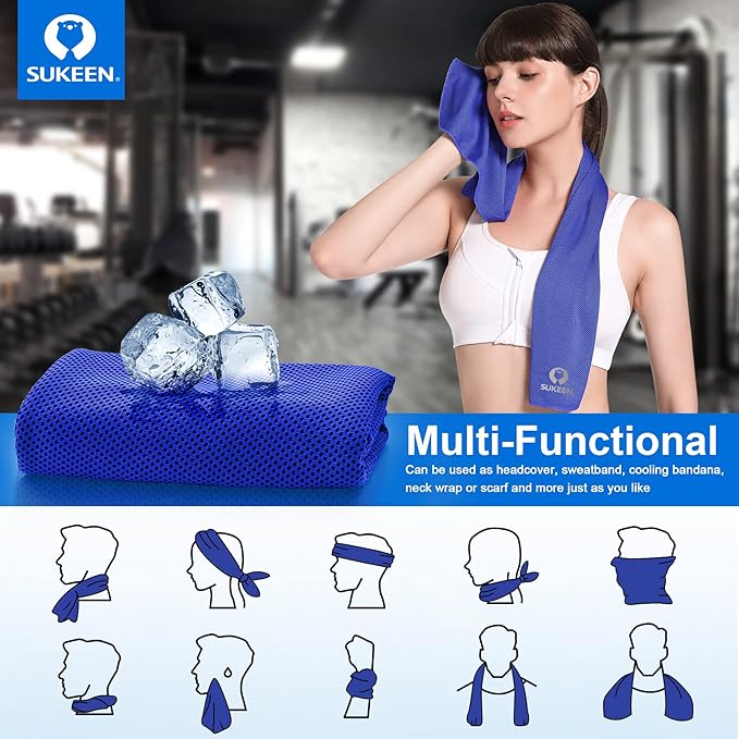 Sukeen Cooling Towel,Instant Evaporative Cooling for Sports,Yoga,Golf,Gym,Neck,Workout and More(40”x 12”)